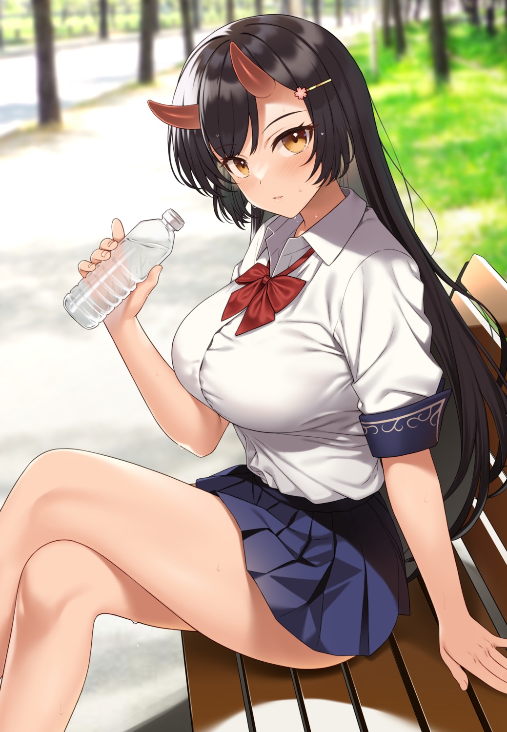 enjo_kouhai, horns, origamine_ouka, seifuku, takunomi