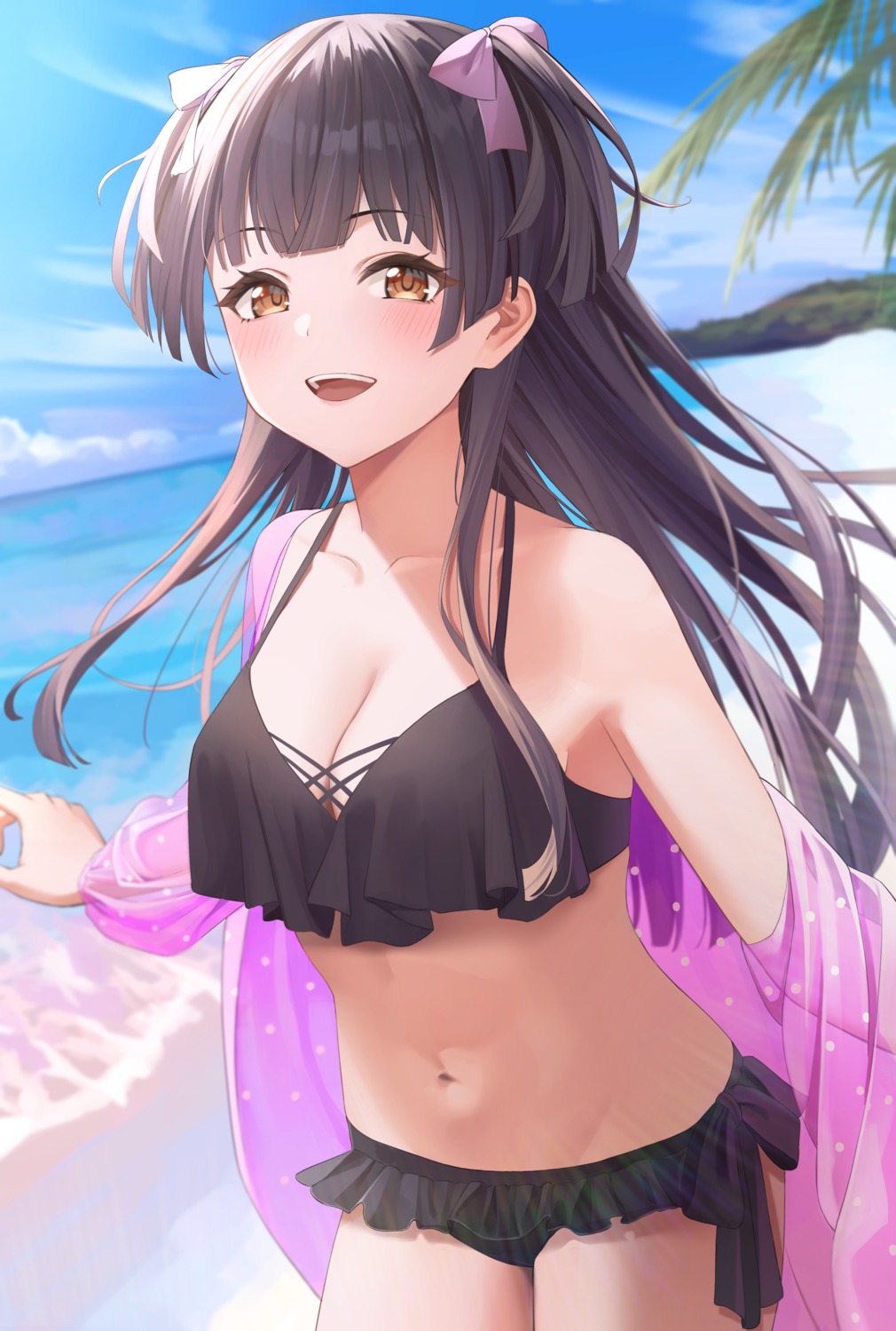 bikini, fujizarashi, mayuzumi_fuyuko, open_shirt, swimsuits, the_idolm@ster, the_idolm@ster_shiny_colors