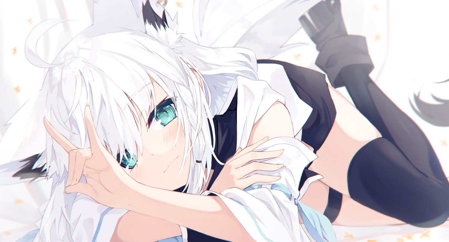 animal_ears, garter, hololive, hololive_gamers, japanese_clothes, kitsune, nagishiro_mito, shirakami_fubuki