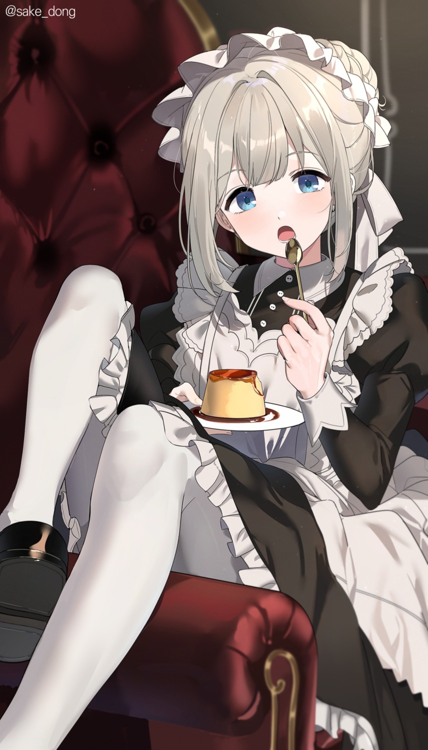 maid, pantyhose, sake_dong, serizawa_asahi, skirt_lift, the_idolm@ster, the_idolm@ster_shiny_colors