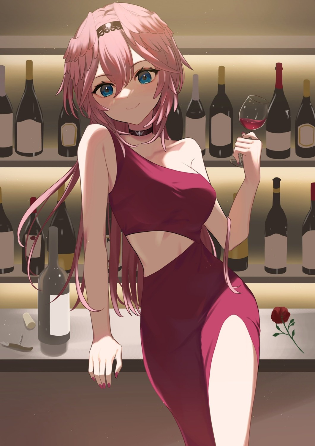 dress, hololive, no_bra, takane_lui, wings, yamagamiamami