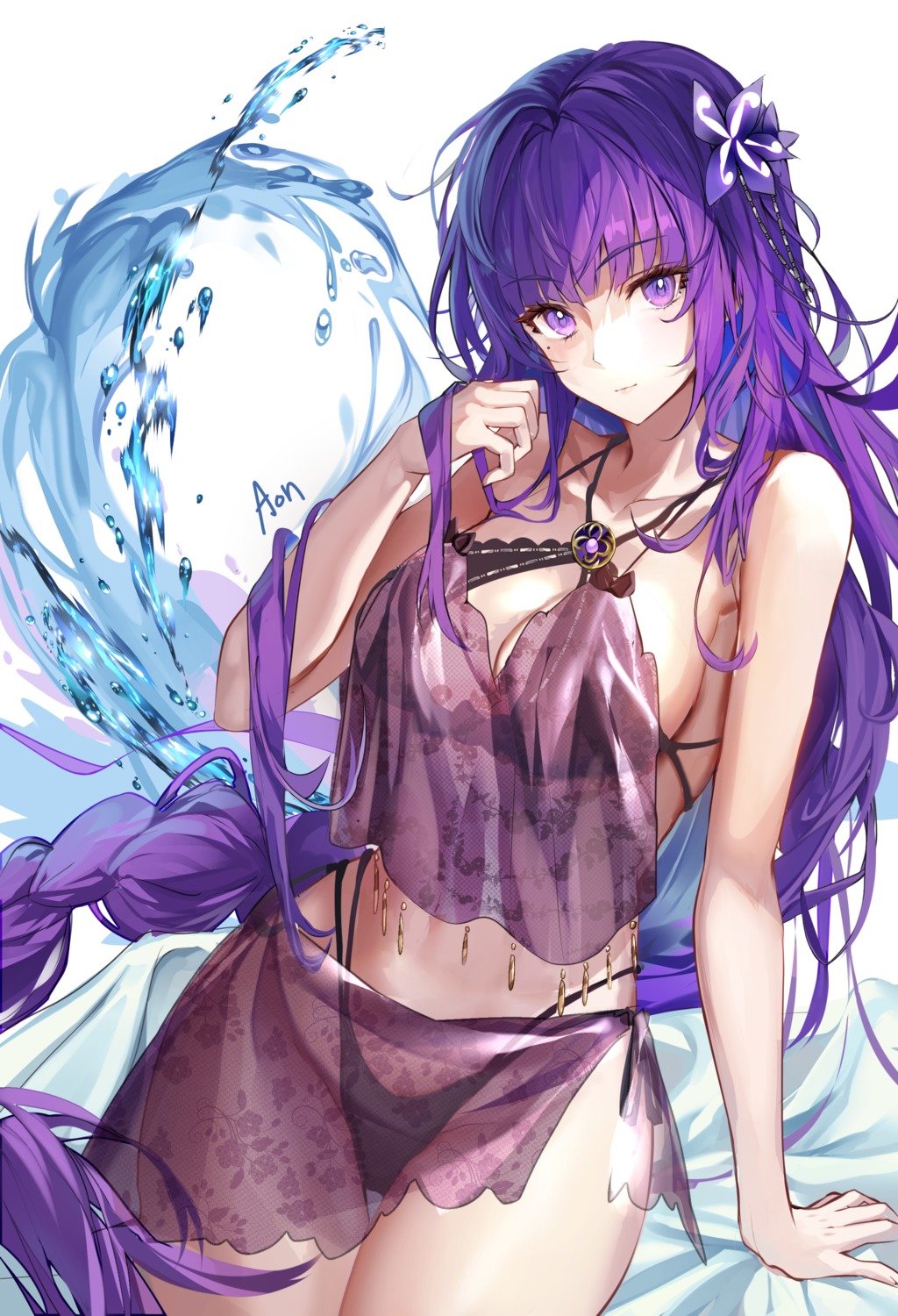 a_(sofi3103), bikini, genshin_impact, raiden_shogun, see_through, swimsuits