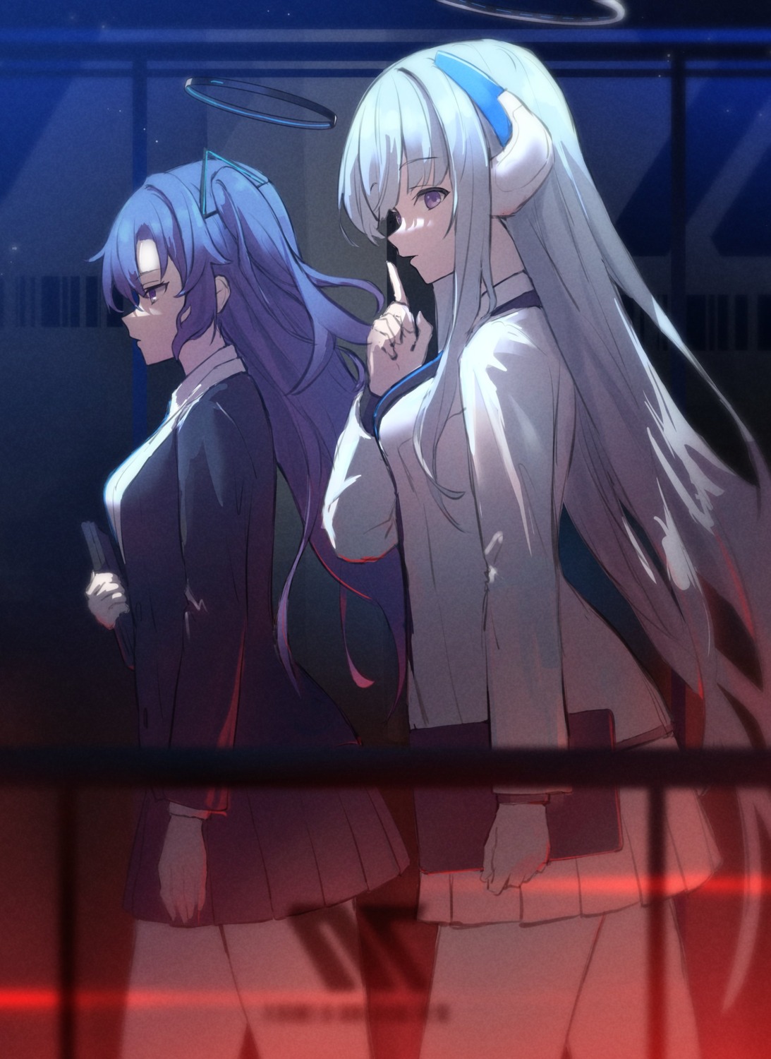 blue_archive, halo, hayase_yuuka, matsushika, seifuku, uniform, ushio_noa