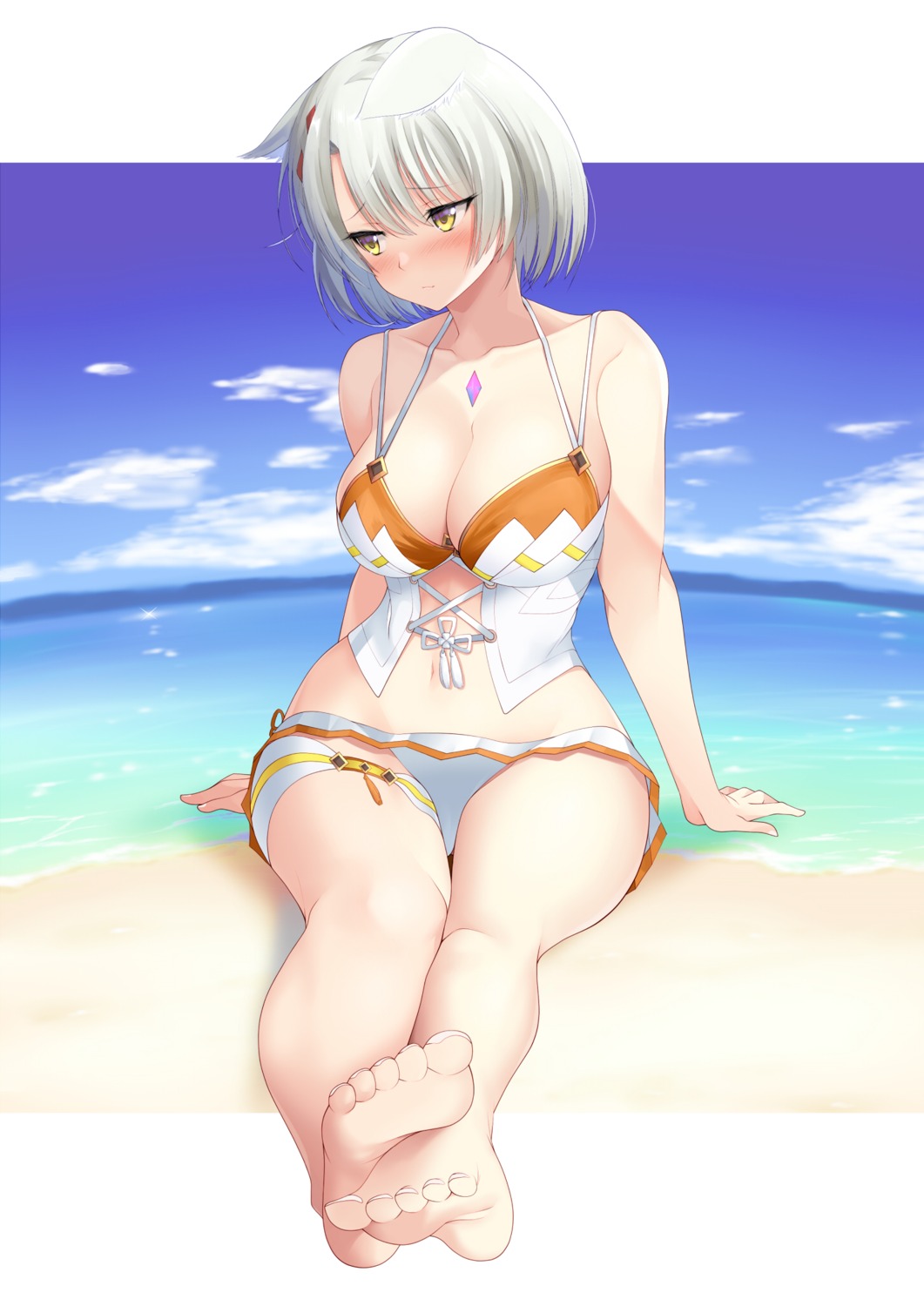animal_ears, bikini, daive, feet, garter, mio_(xenoblade_3), swimsuits, xenoblade_(series), xenoblade_3