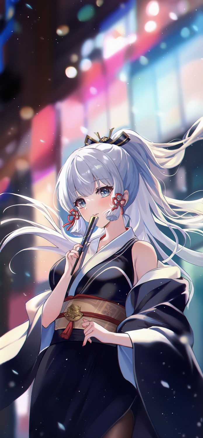 genshin_impact, kamisato_ayaka, kimono, lalazyt, pantyhose