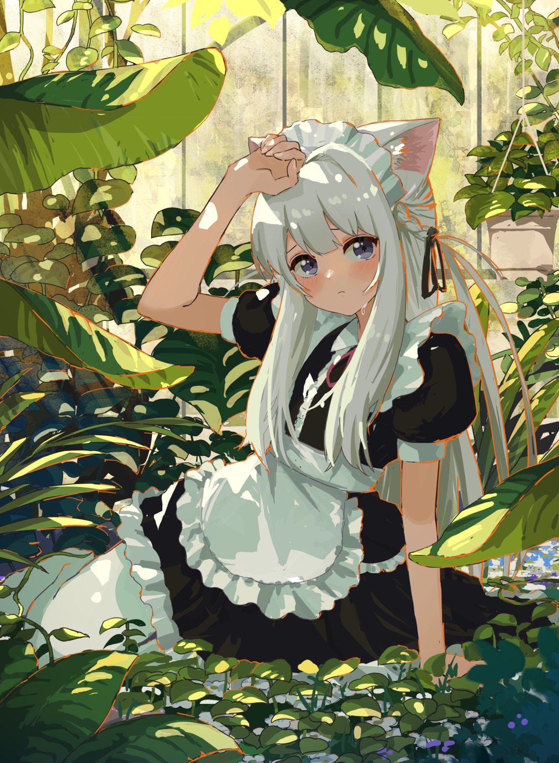 animal_ears, kgt_(pixiv12957613), maid, nekomimi, pantyhose, possible_duplicate