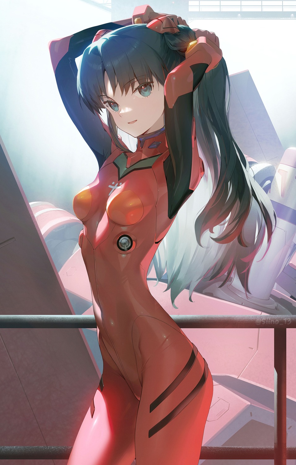 bodysuit, cosplay, fate/stay_night, mecha, neon_genesis_evangelion, siino, souryuu_asuka_langley, toosaka_rin