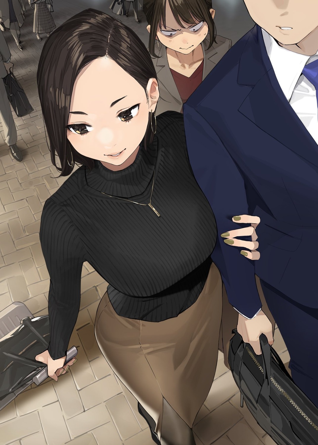 business_suit, douki-chan, douki-kun, ganbare_douki-chan, heels, pantyhose, sweater, yom