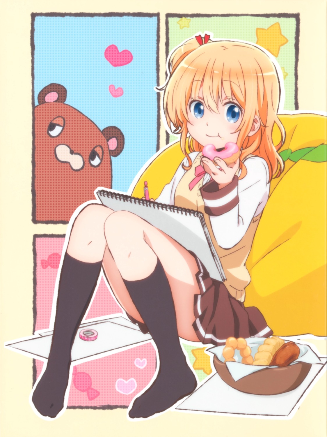 comic_girls, disc_cover, feet, koizuka_koyume, saitou_yoshiko, seifuku, sweater