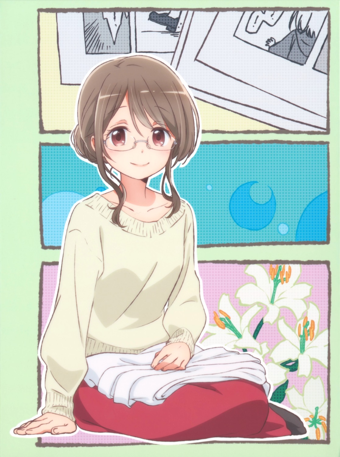 comic_girls, disc_cover, hanazono_ririka, megane, saitou_yoshiko, sweater