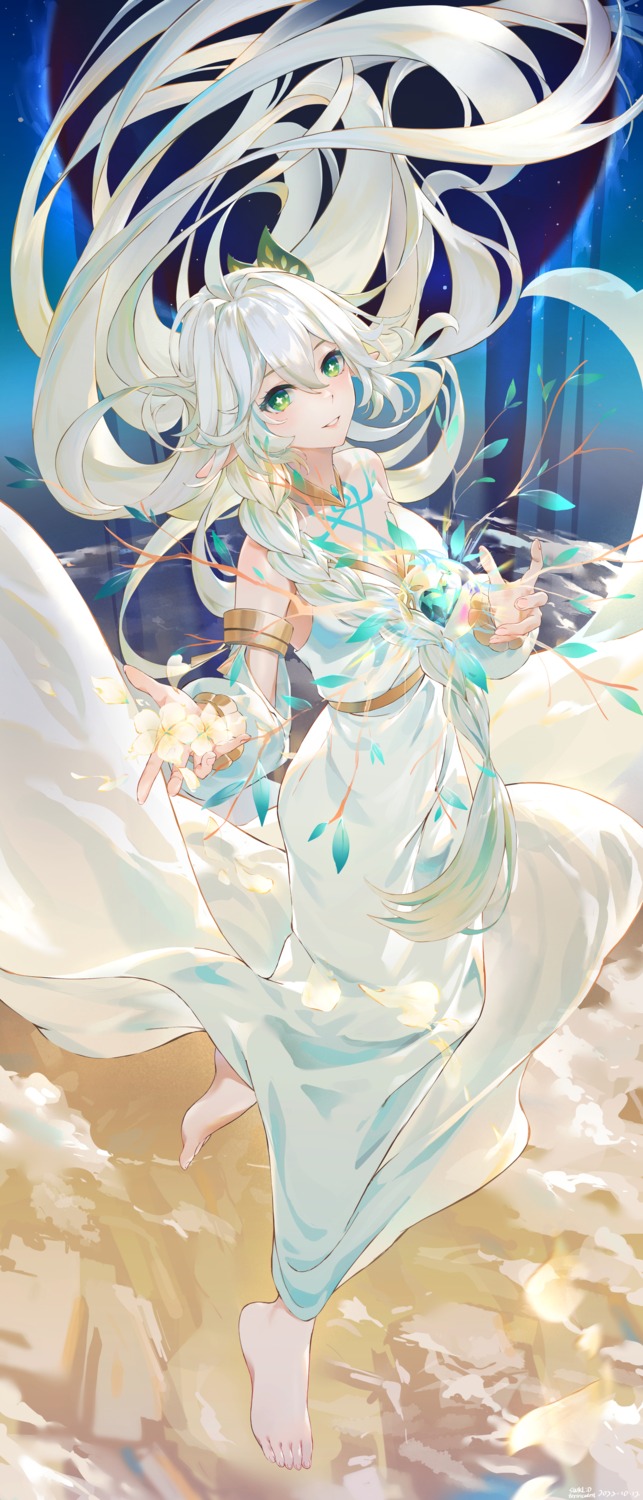 dress, genshin_impact, pointy_ears, rukkhadevata, swkl:d