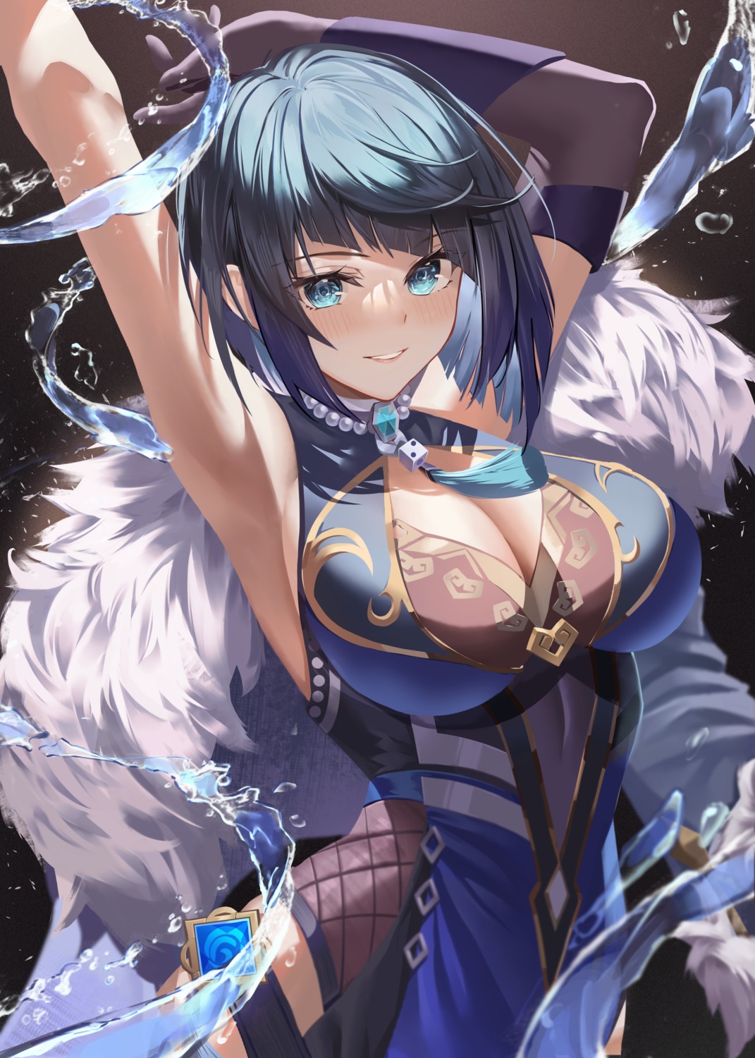 bodysuit, cleavage, genshin_impact, hao_827, yelan