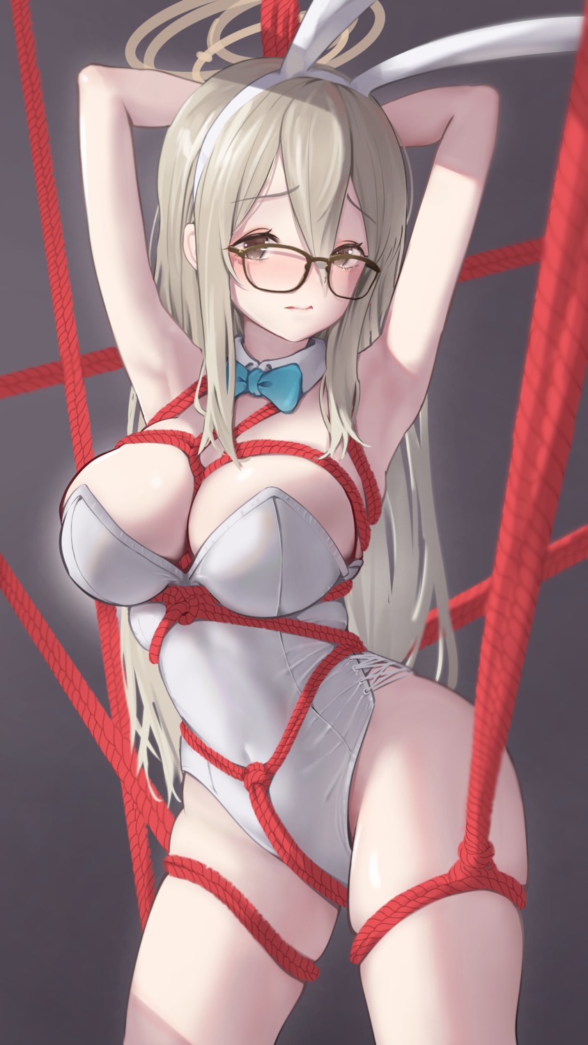 animal_ears, bananafish1111, blue_archive, bondage, bunny_ears, bunny_girl, halo, megane