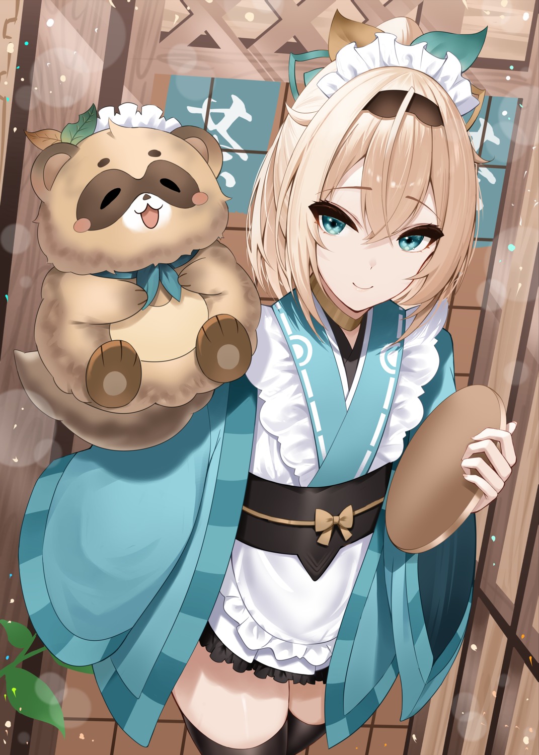 animal_ears, hololive, kazama_iroha, maid, pokobee, roina, thighhighs, wa_maid