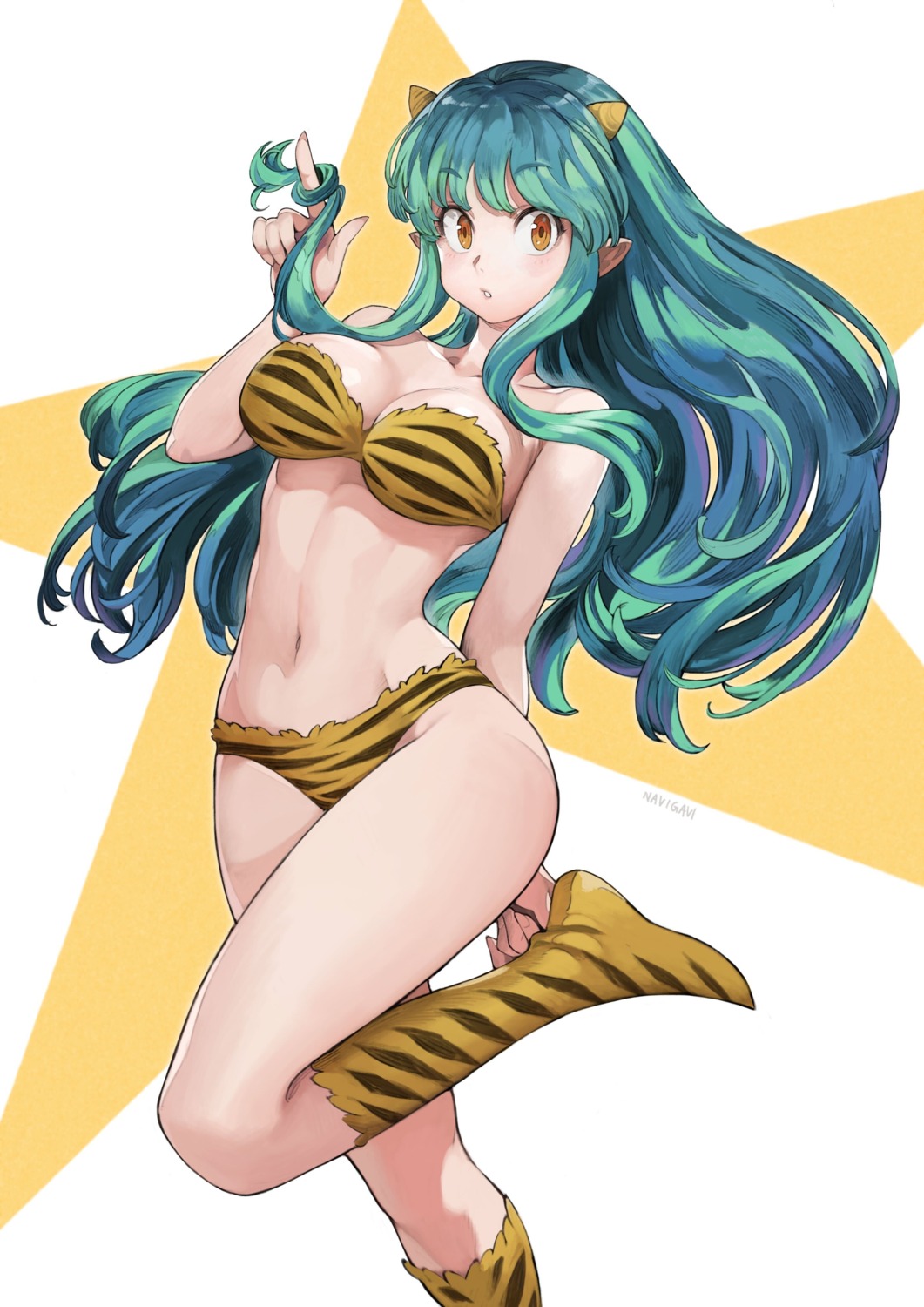 bikini, horns, jun_(seojh1029), lum, pointy_ears, swimsuits, urusei_yatsura