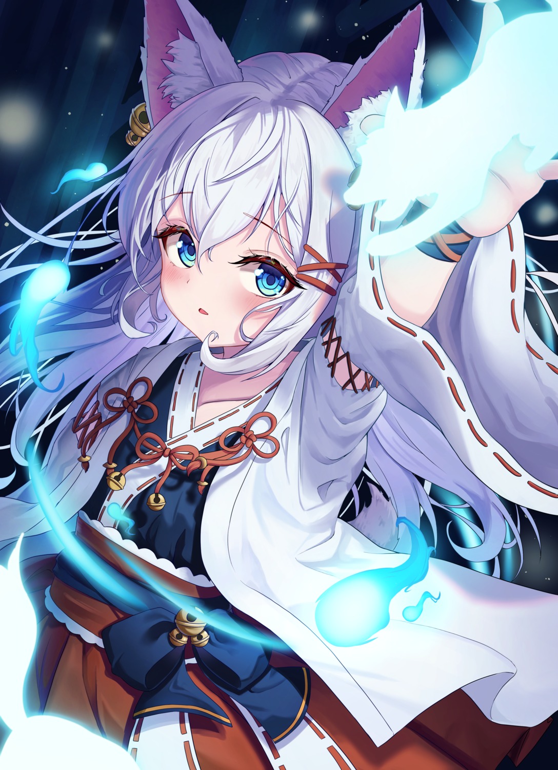 animal_ears, kitsune, miko, monmo_mu