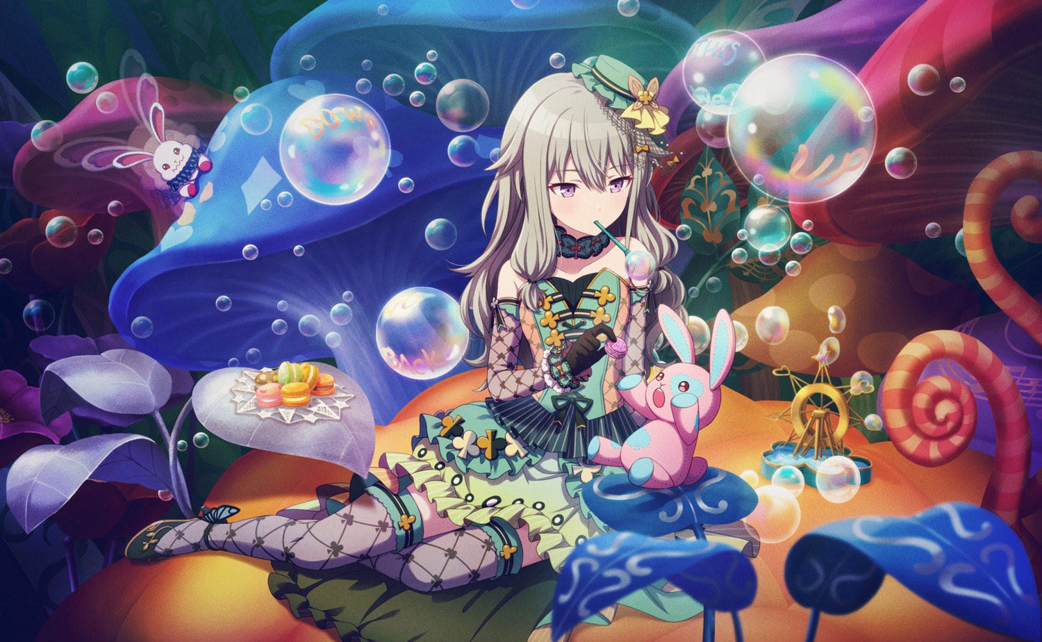 dress, fishnets, heels, kusanagi_nene, lolita_fashion, project_sekai, see_through, stockings