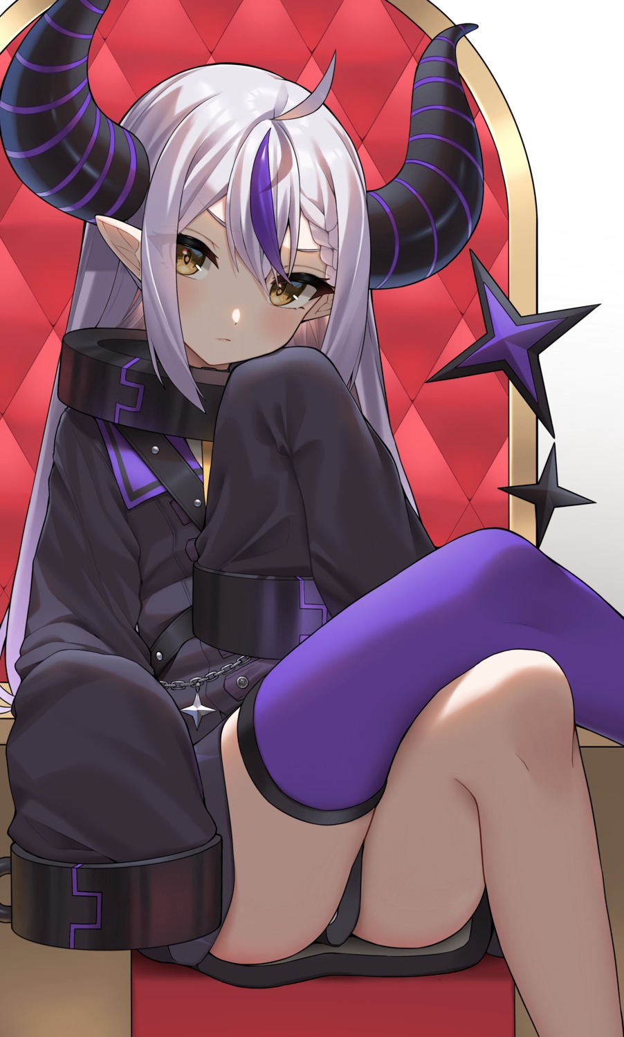 hololive, honeyhoppin, horns, la+_darknesss, pointy_ears, tail, thighhighs