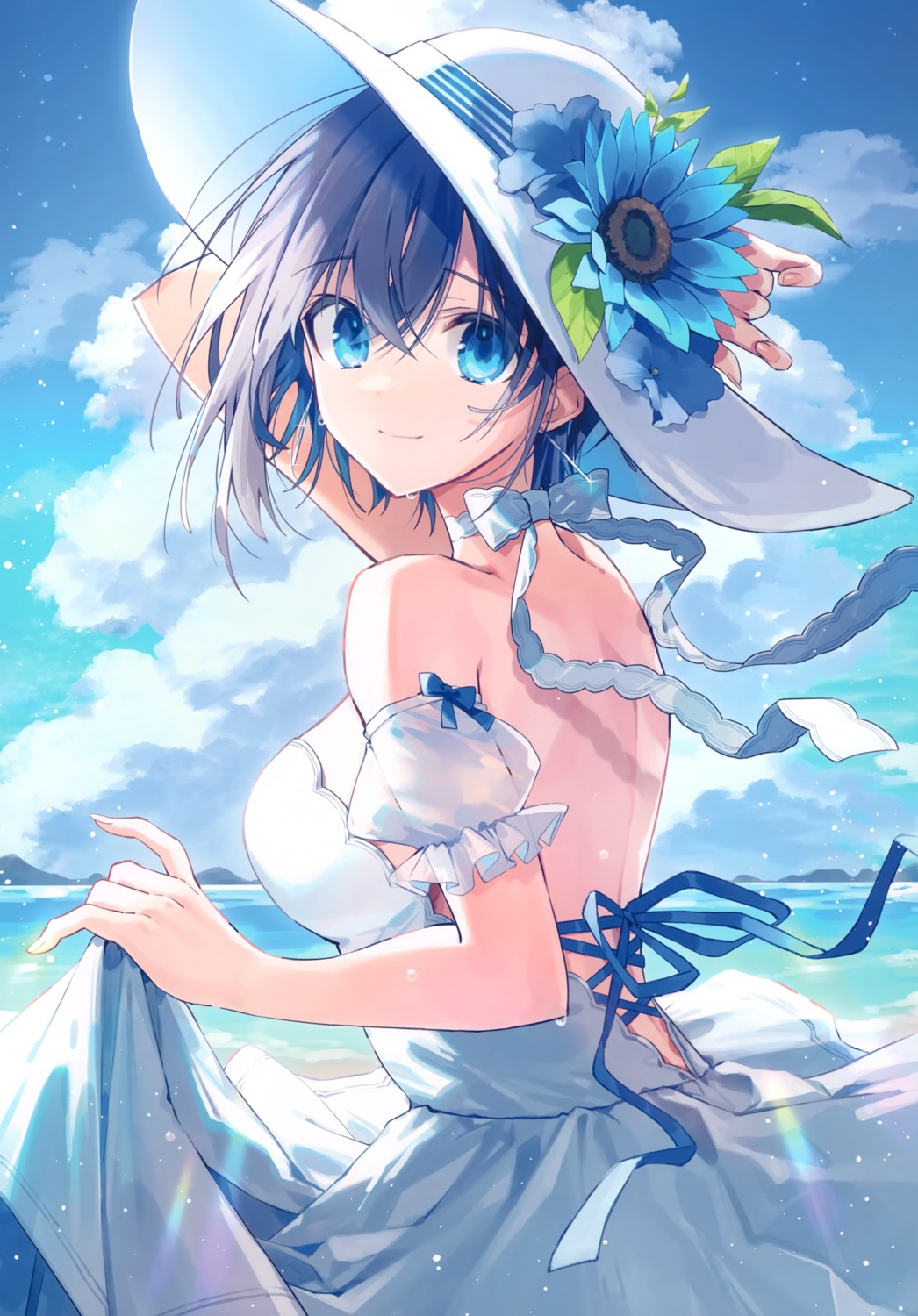 dress, no_bra, oshioshio, oshioshio_(circle), skirt_lift, summer_dress
