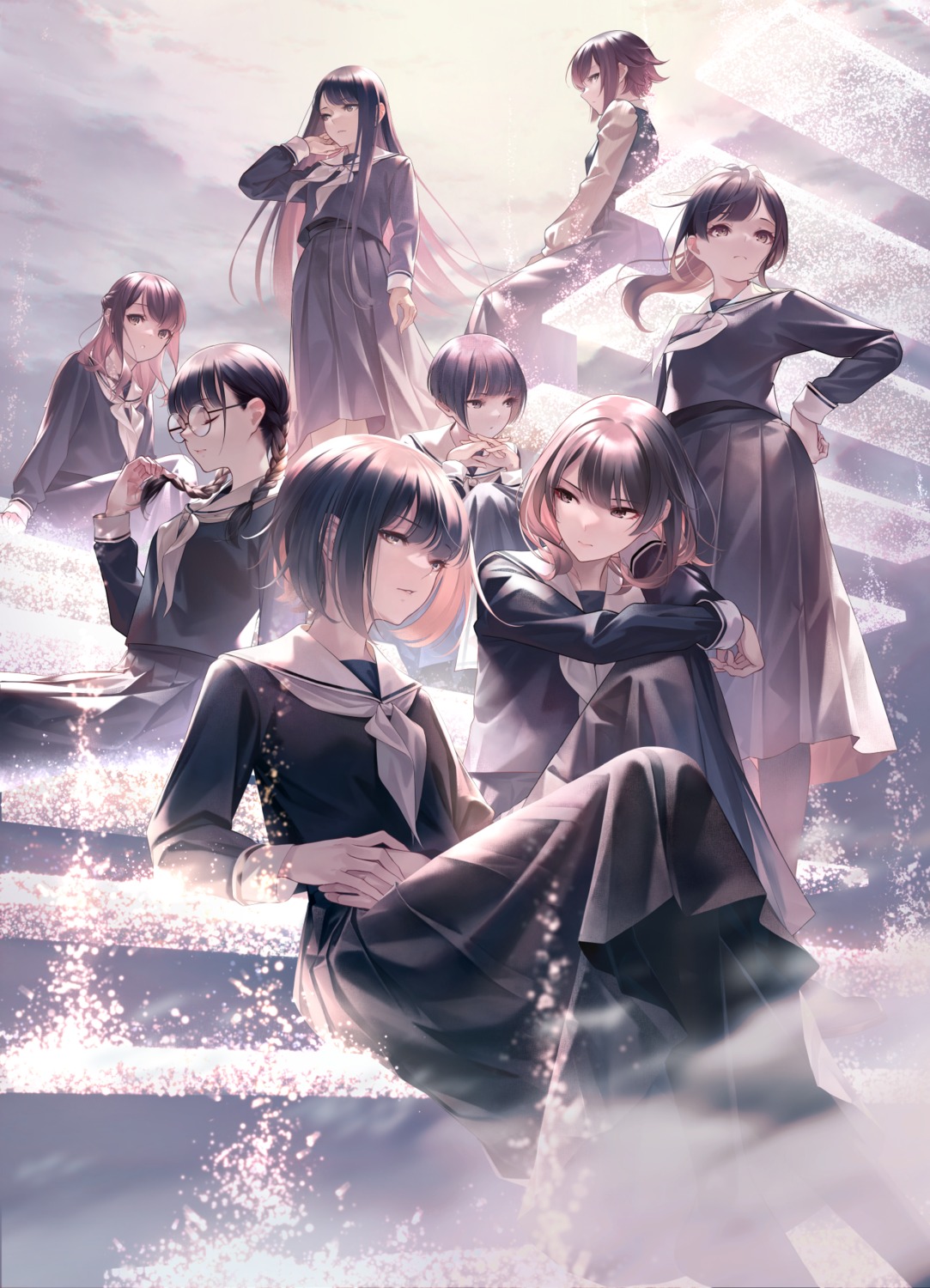 megane, pantyhose, seifuku, sousou_(sousouworks)