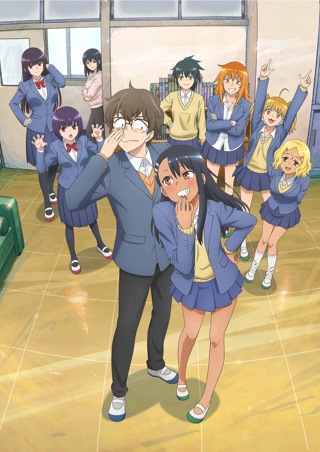 gamou_maki, hachiouji_naoto, ijiranaide_nagatoro-san, megane, nagatoro_hayase, pantyhose, sakura_(ijiranaide_nagatoro-san), seifuku