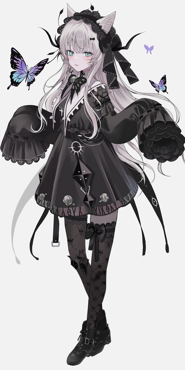 animal_ears, cem, dress, garter, gothic_lolita, lolita_fashion, thighhighs
