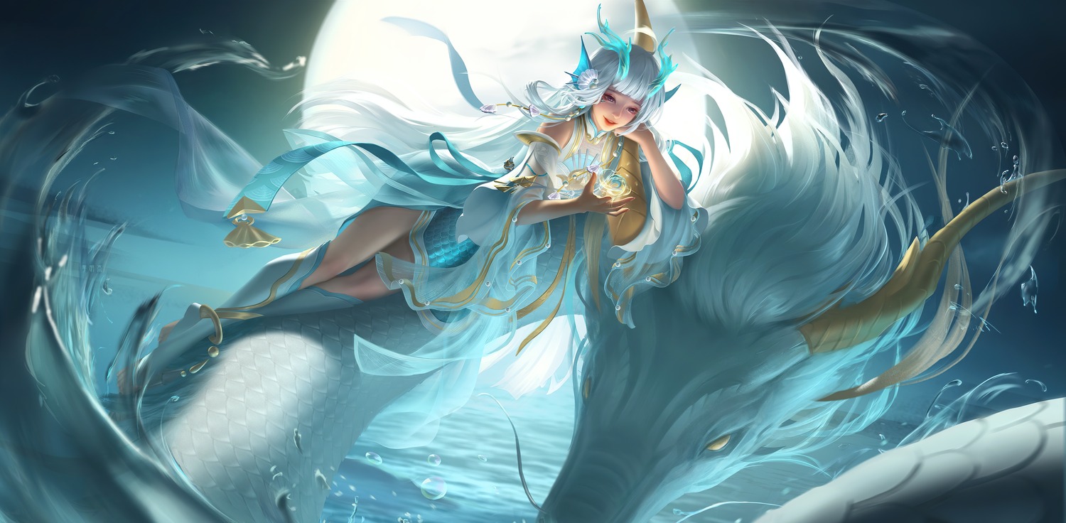 asian_clothes, honor_of_kings, horns, monster, sha_yu_jiao_jiao_zi, shi_xi
