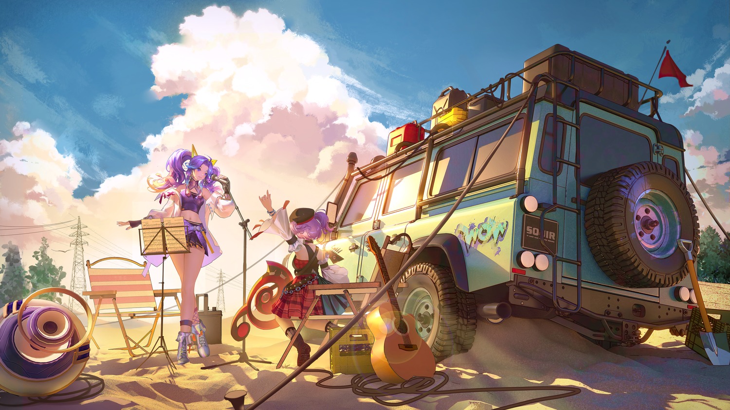 animal_ears, dress, guitar, heels, honor_of_kings, sun_shang_xiang, sun_shang_xiang_(honor_of_kings), tagme