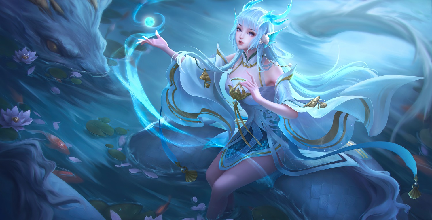 asian_clothes, honor_of_kings, horns, monster, no_bra, see_through, shi_xi, tagme
