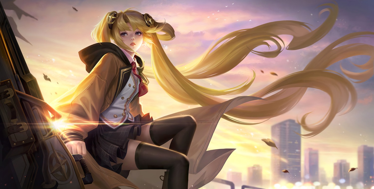 honor_of_kings, seifuku, sun_shang_xiang, sun_shang_xiang_(honor_of_kings), tagme, thighhighs