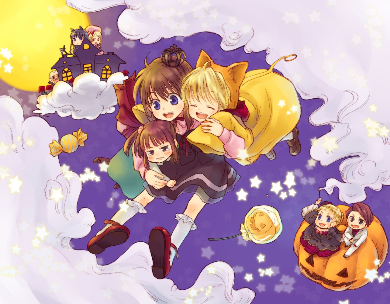 beatrice, frederica_bernkastel, lambdadelta, sakutarou, sea_urchin, umineko_no_naku_koro_ni, ushiromiya_battler, ushiromiya_kinzo, ushiromiya_maria