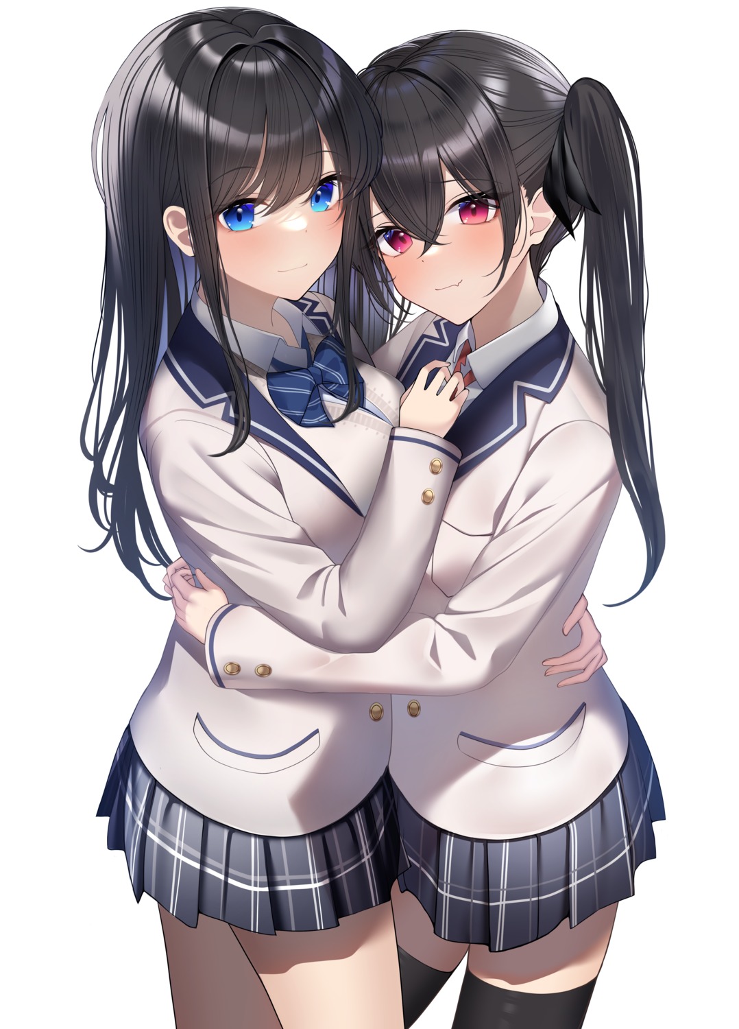 kaku_yone, seifuku, sweater, symmetrical_docking, thighhighs, yuri