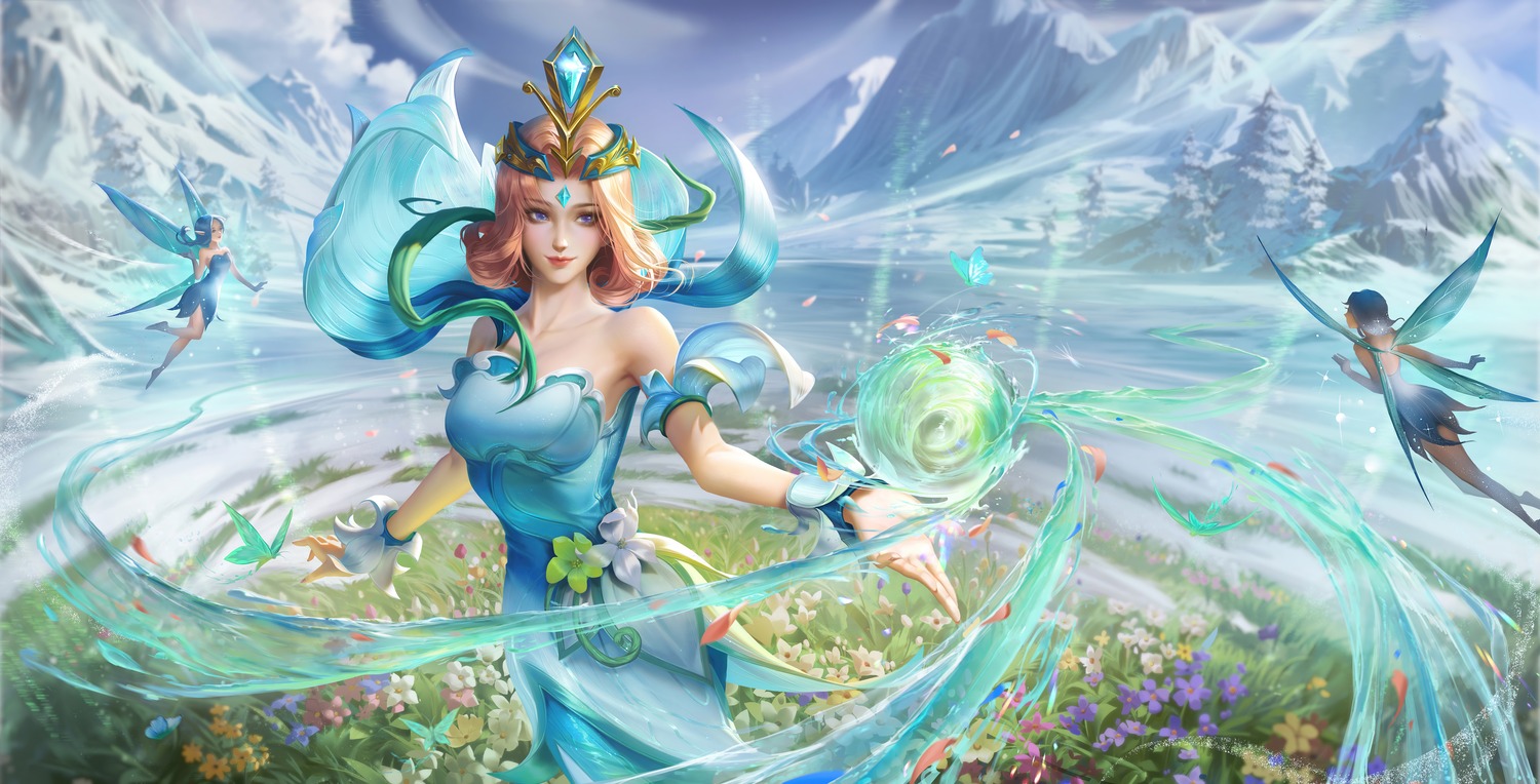 dress, fairy, honor_of_kings, no_bra, tagme, wings, zhen_ji, zhen_ji_(honor_of_kings)