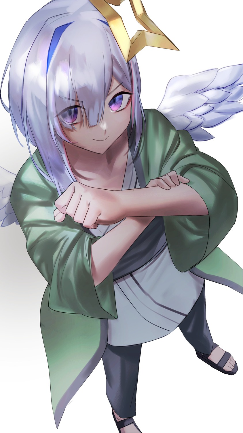 amane_kanata, angel, aragiken, hololive, ninja, wings