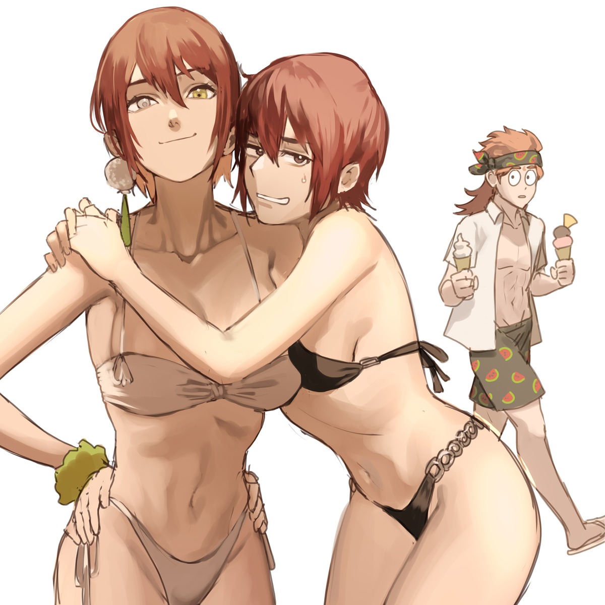 bikini, han_soo-min_(hanny), hanny_(uirusu_chan), hina_(hanny), onmyouji, shokurei, sketch, swimsuits