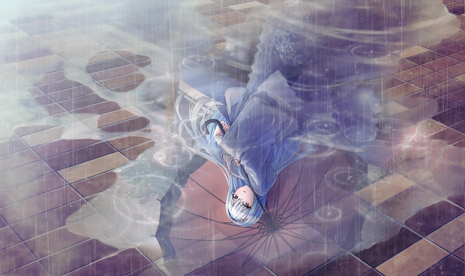 dolphin_wave, dress, nayuki_hiori, takuji, umbrella, wet