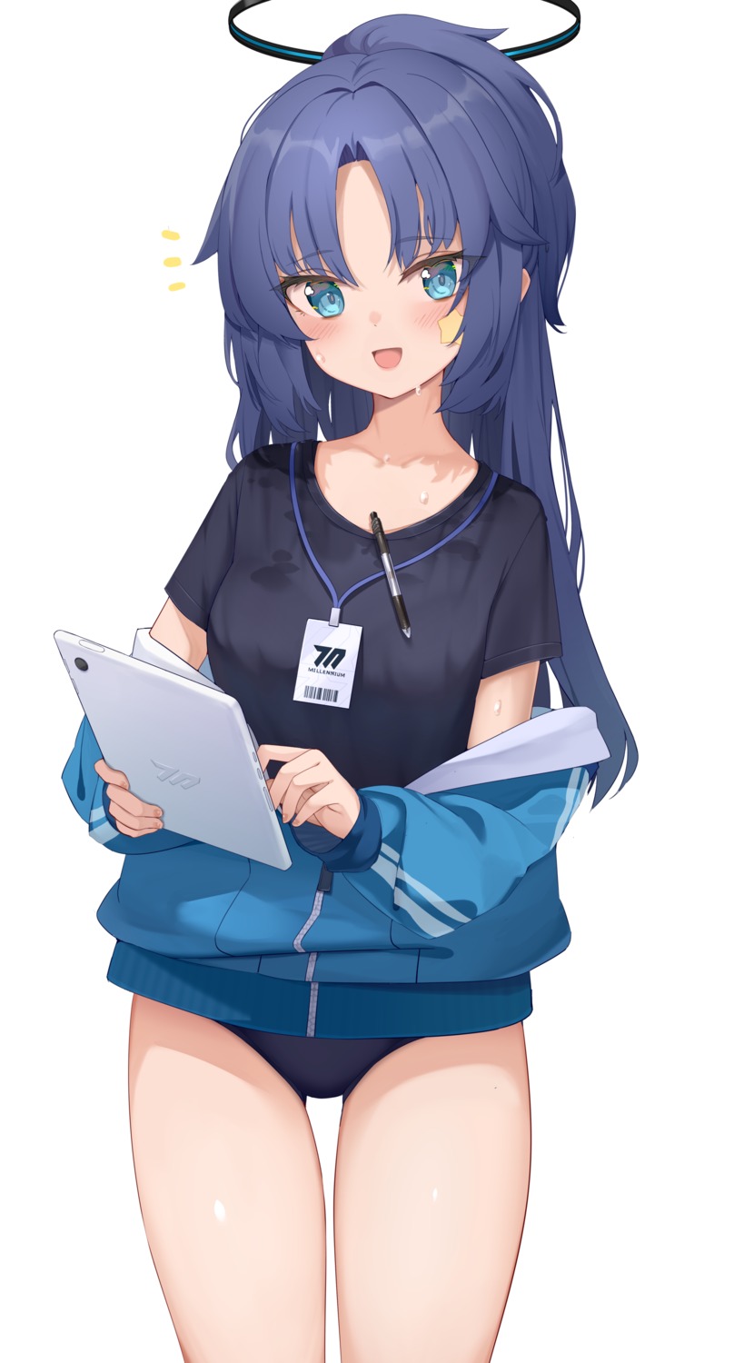 blue_archive, buruma, gym_uniform, halo, hayase_yuuka, shimanun, tattoo