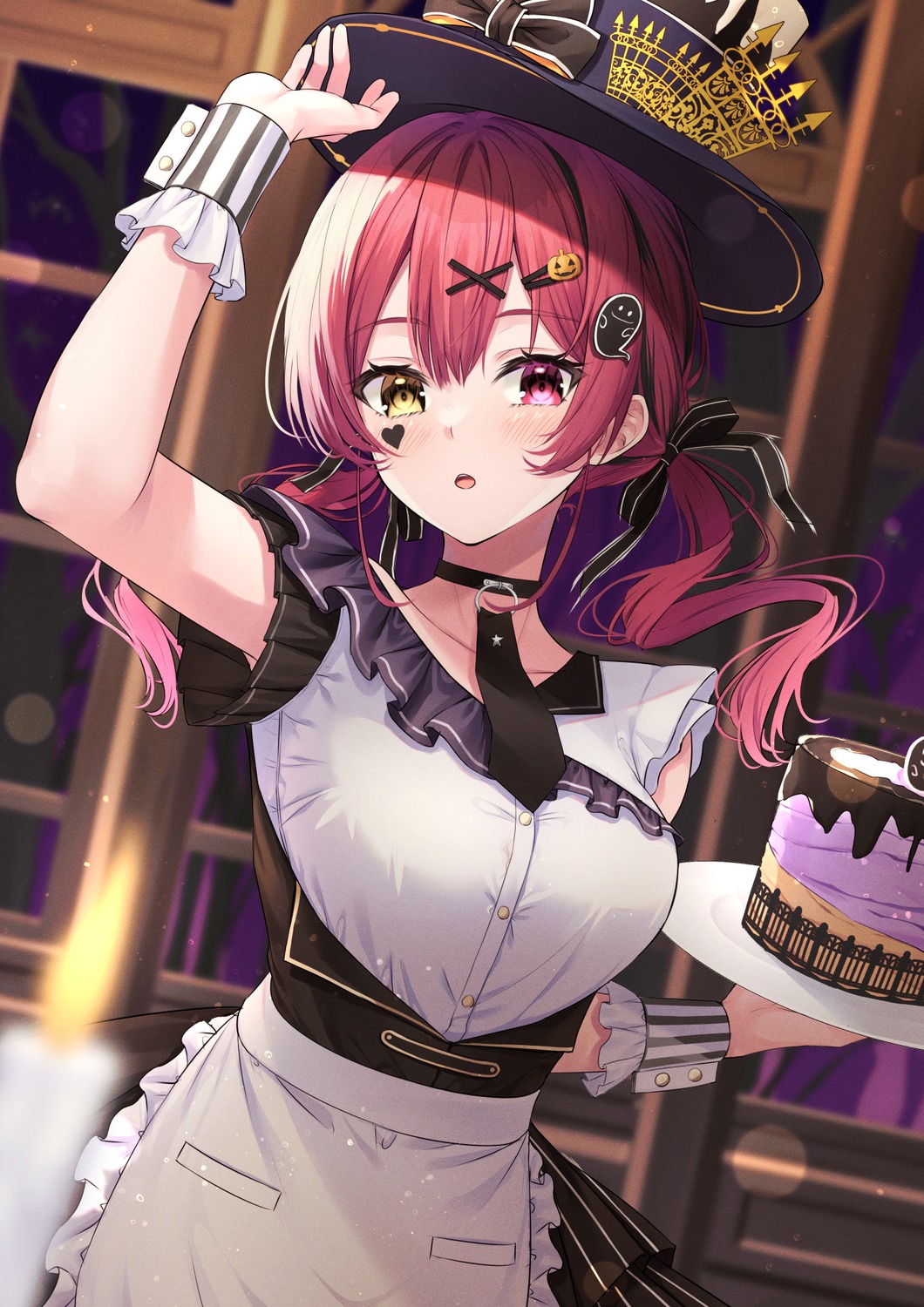 halloween, heterochromia, hololive, houshou_marine, maid, primamiya