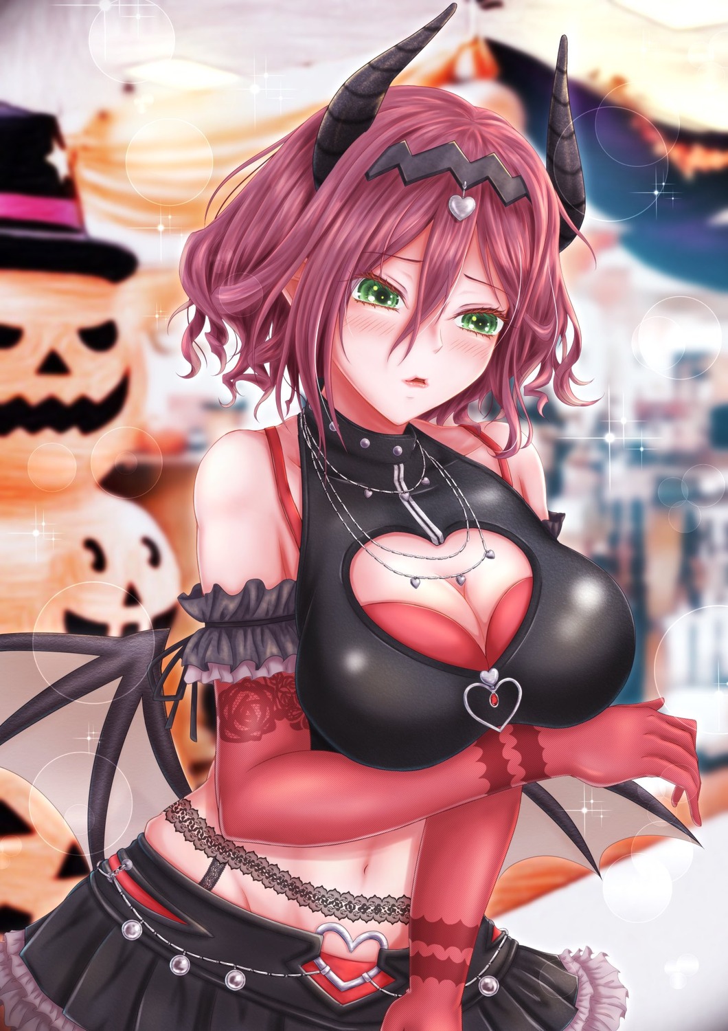 assault_lily, cleavage, devil, halloween, hatsukano_you, horns, wings, yajiuma_no_jesse