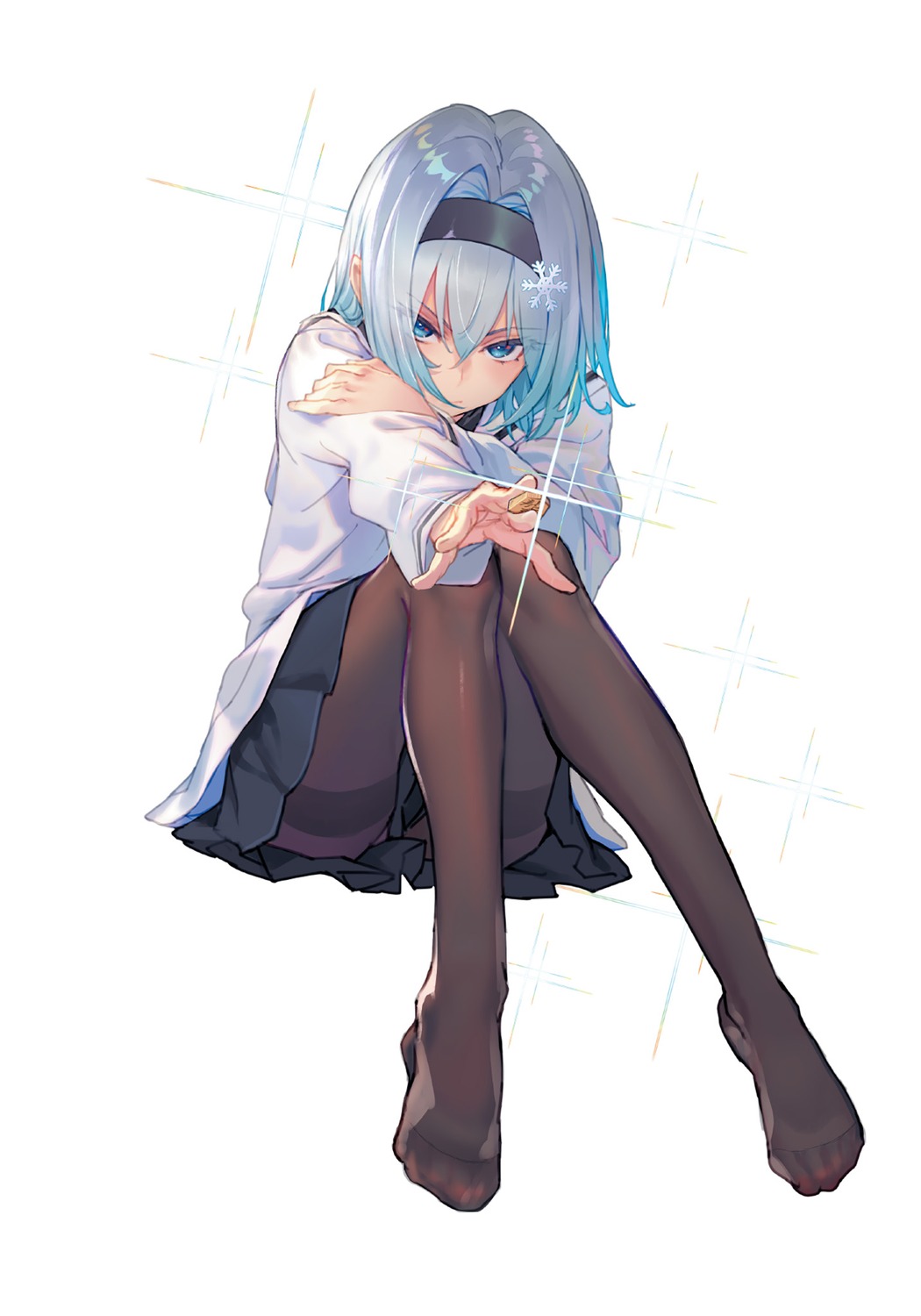 feet, pantyhose, ryuuou_no_oshigoto!, seifuku, shirabi, skirt_lift, sora_ginko