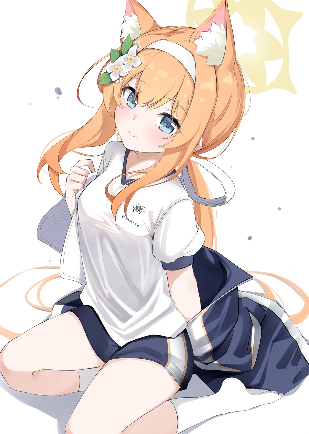 animal_ears, blue_archive, gym_uniform, halo, iochi_mari, kaya_(tyhk7874), nekomimi