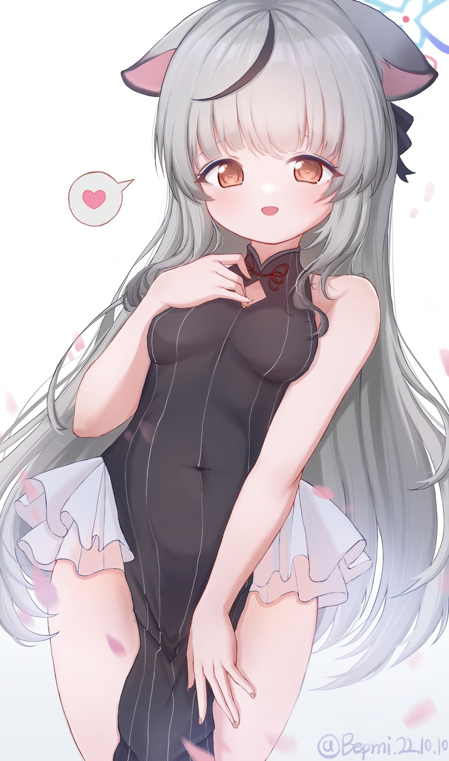 akizuki_kawakaze, animal_ears, blue_archive, dress, halo, nekomimi, sunohara_kokona