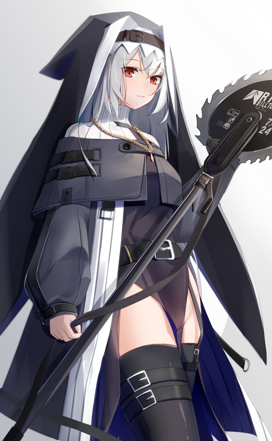 arknights, garter, kotoha_(kotoha65), nun, specter_(arknights), thighhighs, weapon
