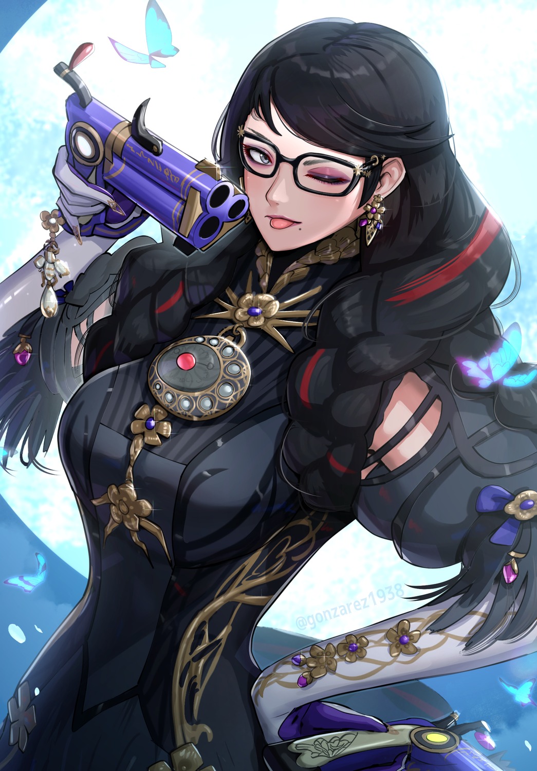 bayonetta, bayonetta_(character), gonzarez, gun, megane