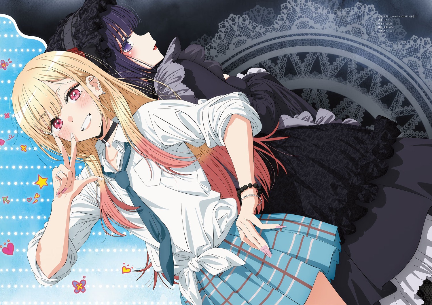 dress, gothic_lolita, kerorira, kitagawa_marin, kuroe_shizuku, lolita_fashion, seifuku, sono_bisque_doll_wa_koi_wo_suru