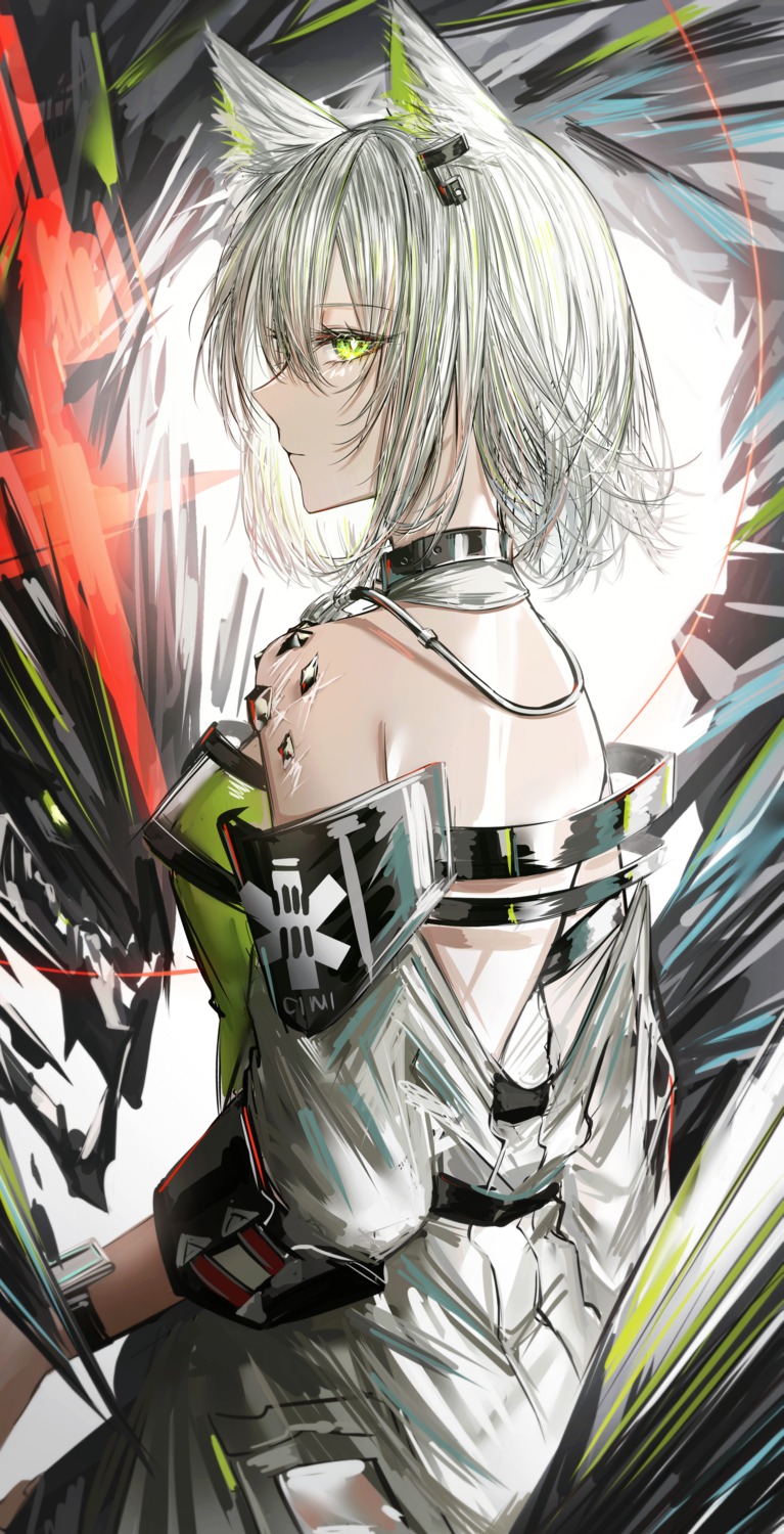 akqne, animal_ears, arknights, kal'tsit_(arknights), nekomimi, no_bra, sketch