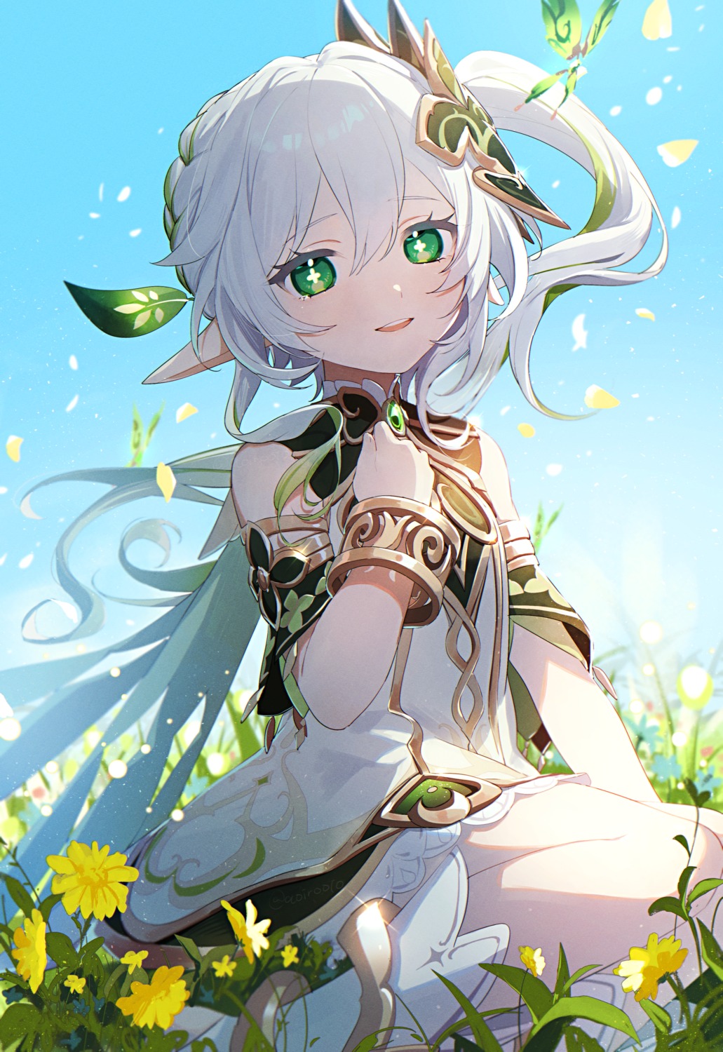 aoppoi_oto, dress, genshin_impact, nahida, pointy_ears