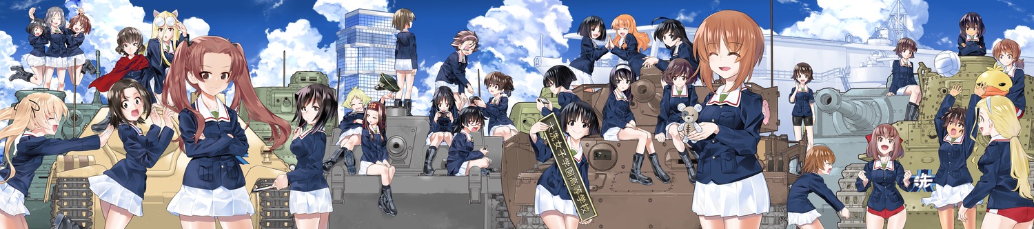 akaboshi_koume, akiyama_yukari, animal_ears, boko_(girls_und_panzer), breast_hold, caesar, eyepatch, girls_und_panzer, gotou_moyoko, hoshino_(girls_und_panzer), inatomi_hibiki, inou_takashi, isobe_noriko, isuzu_hana, itsumi_erika, kadotani_anzu, kawanishi_shinobu, kawashima_momo, kondou_taeko, konparu_nozomi, megane, nakajima_(girls_und_panzer), nekomimi, nekonyaa, nishizumi_maho, nishizumi_miho, pantyhose, reizei_mako, ritaiko, saemonza, sasagawa_kanon, sasaki_akebi, skirt_lift, sono_midoriko, suzuki_(girls_und_panzer), takashima_remi, takebe_saori, tsuchiya_(girls_und_panzer), uniform