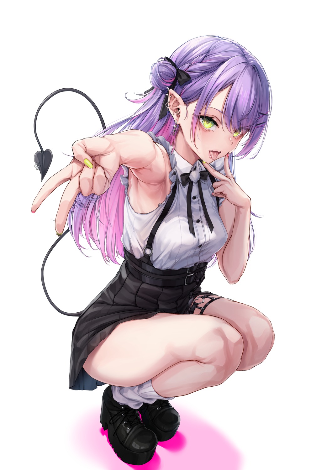 garter, hololive, kurofude_anna, pointy_ears, tail, tokoyami_towa