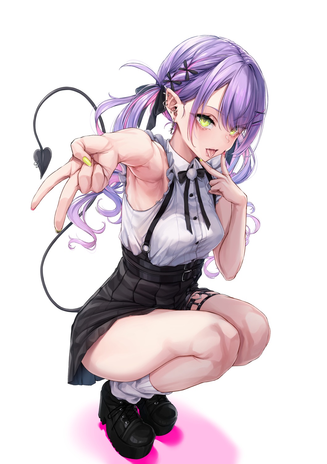 garter, hololive, kurofude_anna, pointy_ears, tail, tokoyami_towa